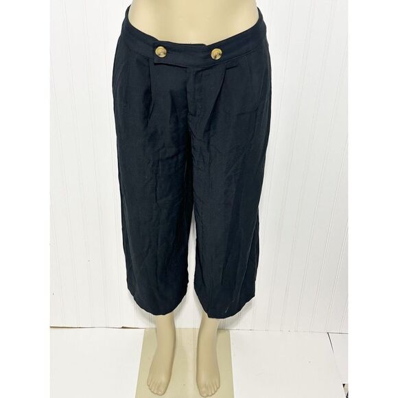 Who What Wear Wide Leg Crop Flowy Pants High Rise Casual Black Women’s Size 4 - Picture 2 of 13